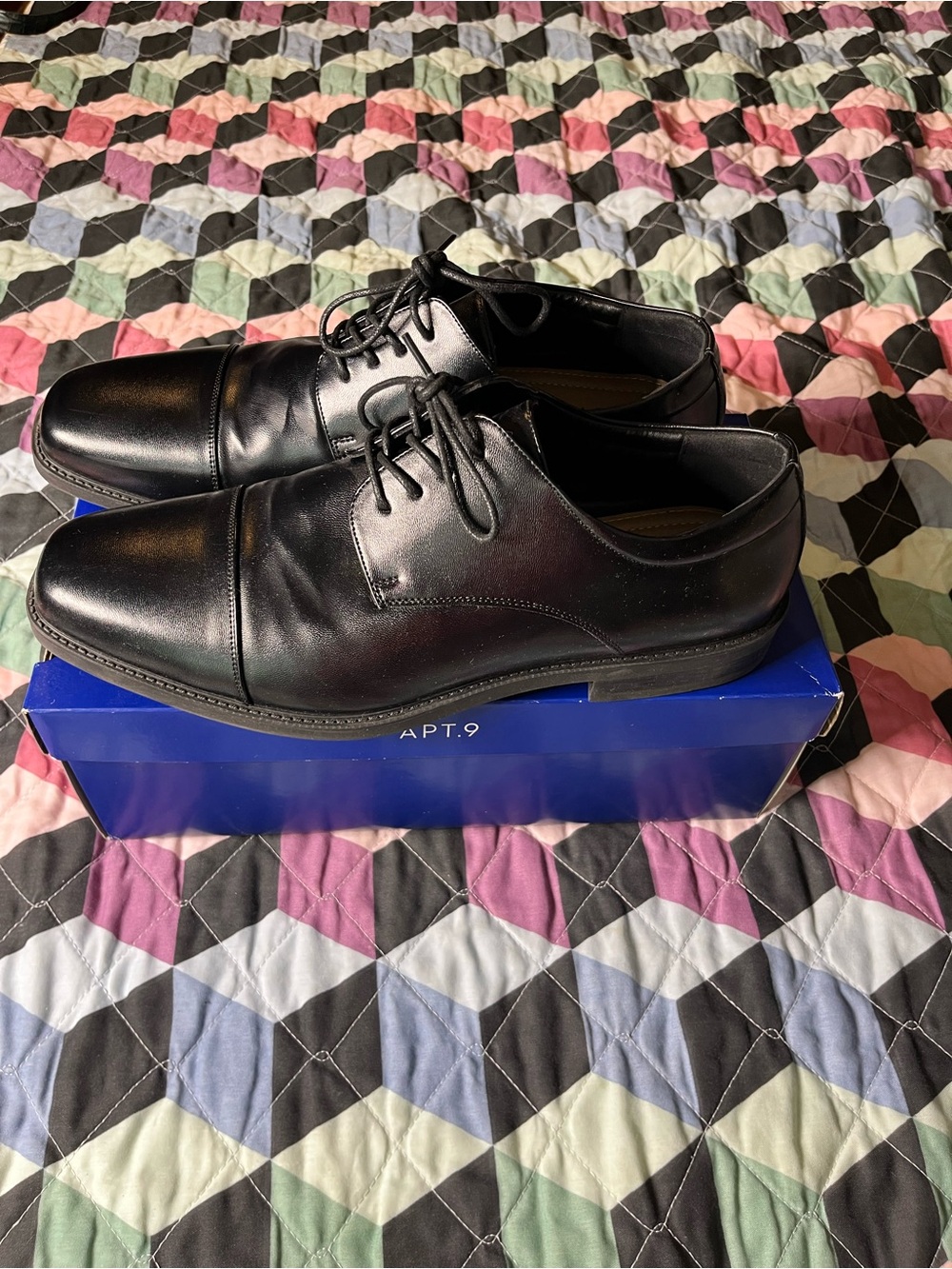 APT. 9 Men's Black Leather Dress Oxfords-Size 12